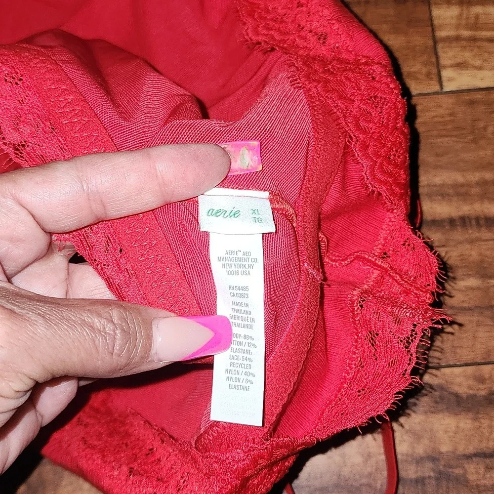 Aerie Vibrant Red Lace Trim Bralette - Picture 4 of 4